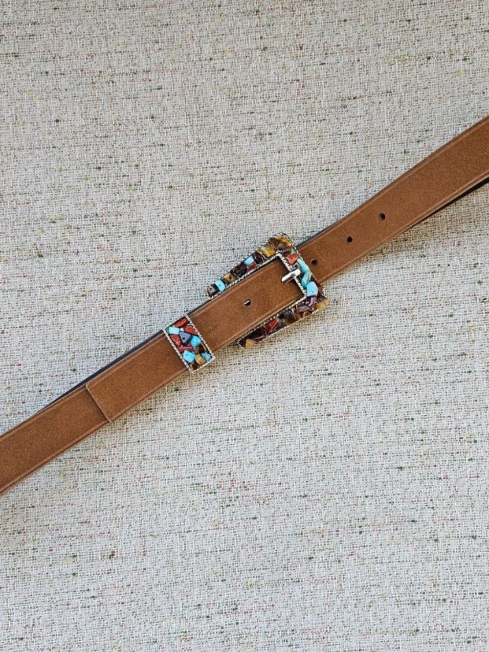 Vintage Nine West Belt Genuine Leather Brown Suede Waistband Size Large - Picture 5 of 14
